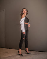 DOUBLE DOSE TOP- BLACK/WHITE