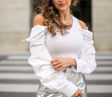 DOUBLE DOSE TOP- WHITE/WHITE