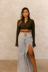 HERS NOT HIS TOP- ARMY GREEN