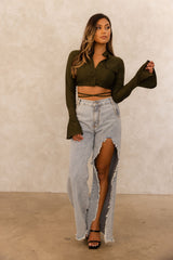 HERS NOT HIS TOP- ARMY GREEN