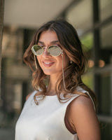 RHINESTONE GLASSES CHAIN- GOLD