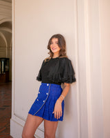 TRUST YOU IN TWEED SKIRT- ROYAL BLUE