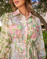 PASTEL DREAMS PAISLEY PRINTED LONG SLEEVE MAXI DRESS-  MULTI