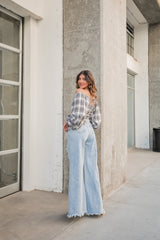 EVERYTHING GOES PLAID MUTLI TOP- GREY