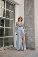 EVERYTHING GOES PLAID MUTLI TOP- GREY