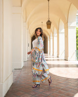 SINCERLEY SATIN PRINTED SET- BEIGE MULTI
