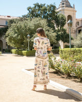 TIE THE KNOT SATIN PRINTED TOP AND PANTS SET- CREAM