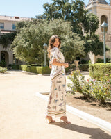 TIE THE KNOT SATIN PRINTED TOP AND PANTS SET- CREAM