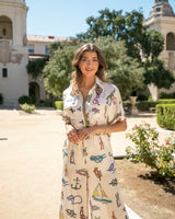 TIE THE KNOT SATIN PRINTED TOP AND PANTS SET- CREAM